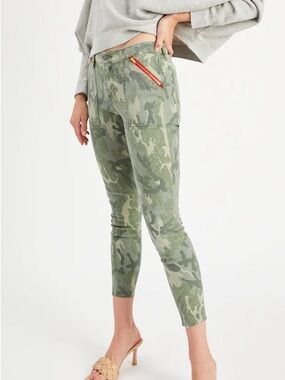 ETIENNE MARCEL WOMENS CAMO STYLE SKINNY FIT JEANS RED ZIPPER